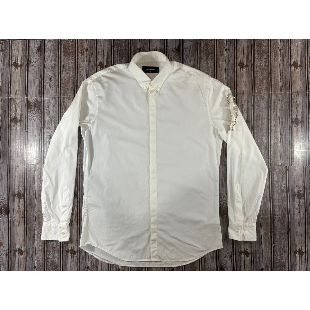 Dsquared2 Embellished  Safety Pins in sleeve Shirt sz 50 / L US Made In Italy